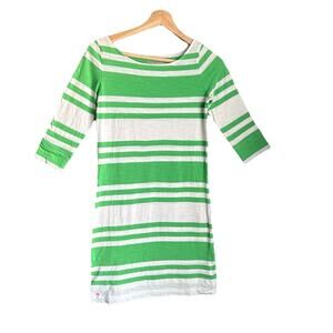 Lilly Pulitzer Cassie Prep Green Skipper Stripe Tunic Dress Cotton XS 3/4 Sleeve